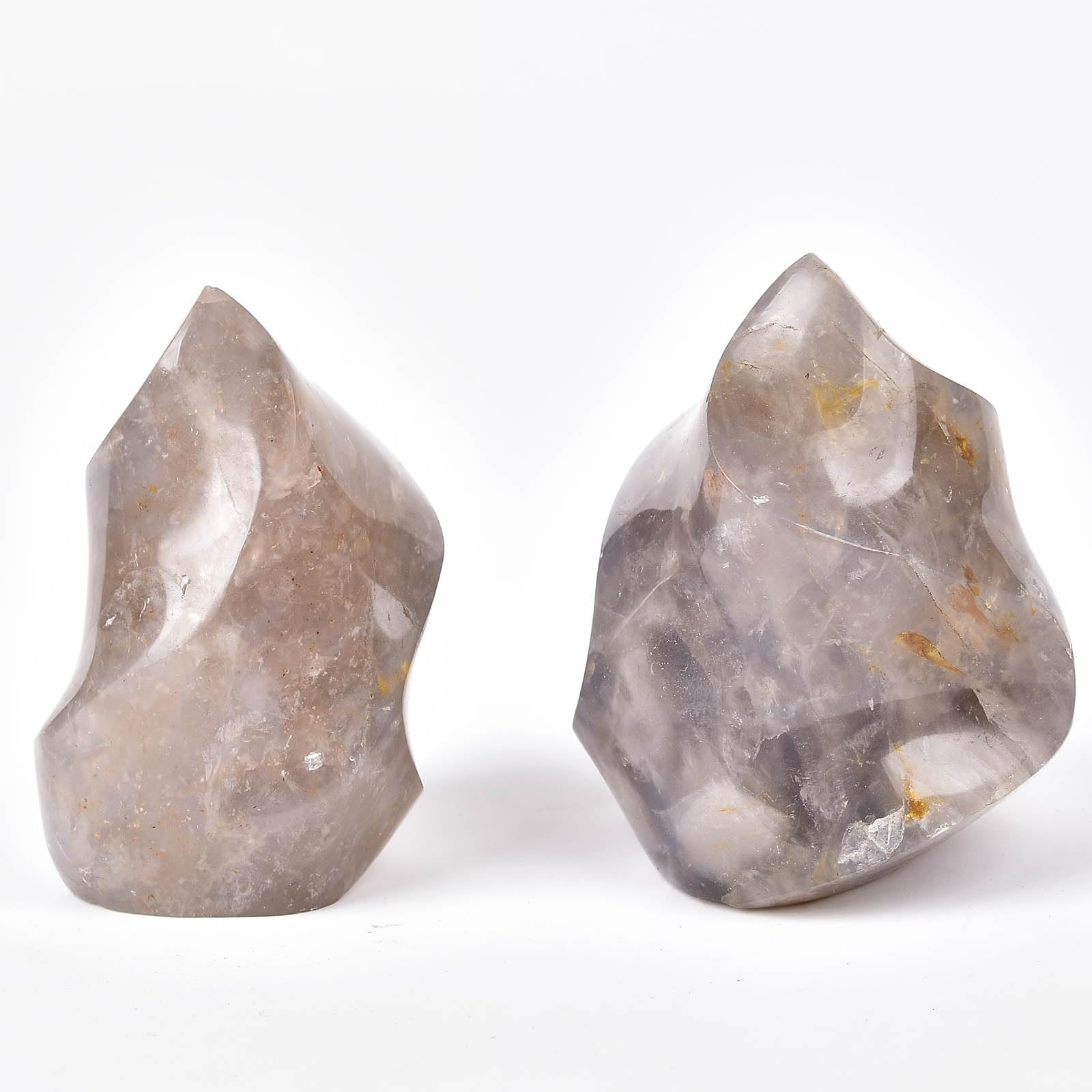 AMOYSTONE Blue Pink Quartz Flame Tower glowing softly as a night-time accent.
