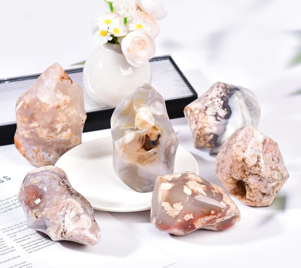 AMOYSTONE Cherry Blossom Crystal on display makes a thoughtful crystal lover gift.