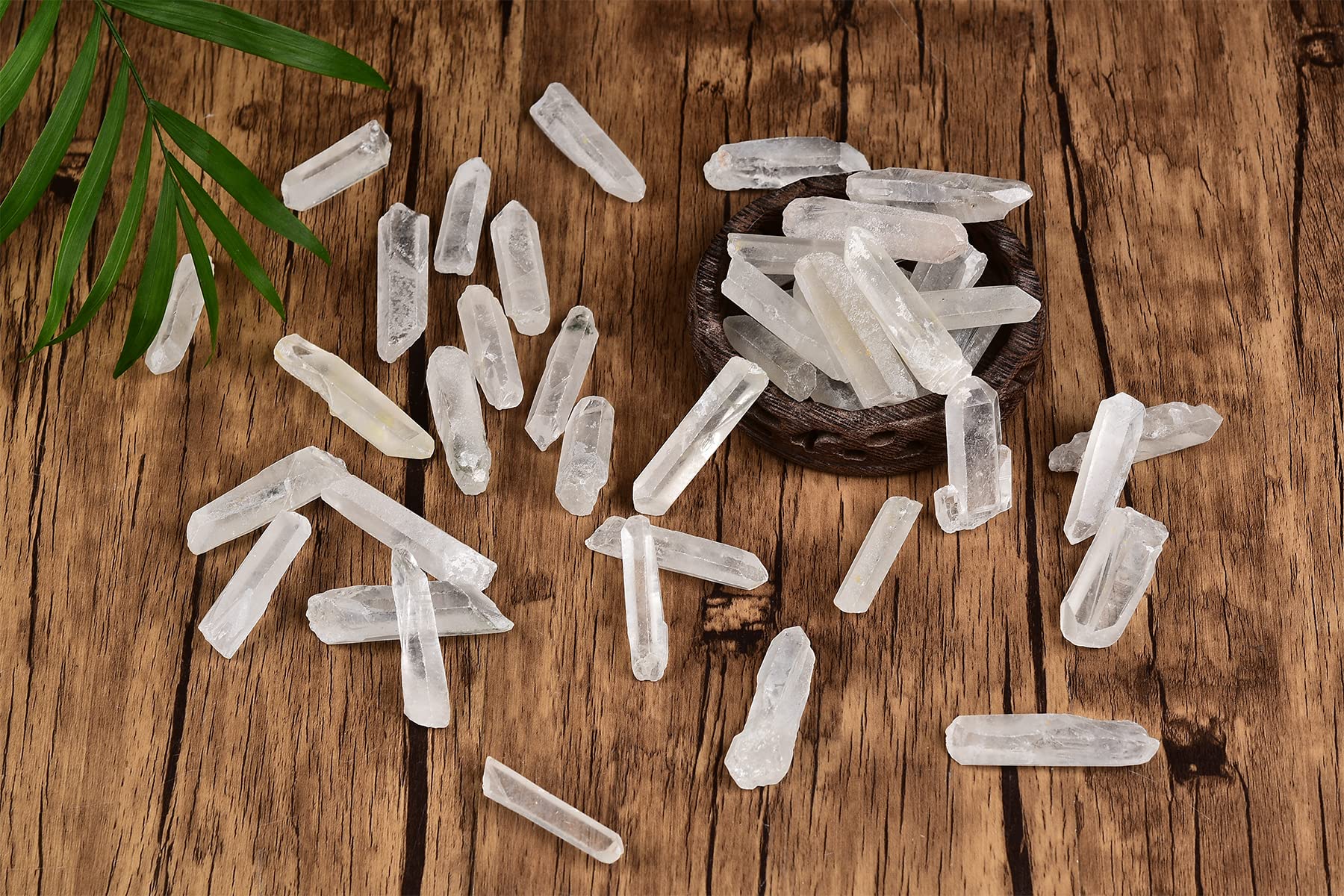 AMOYSTONE clear quartz points with light interaction, great for mindful or ritual use.