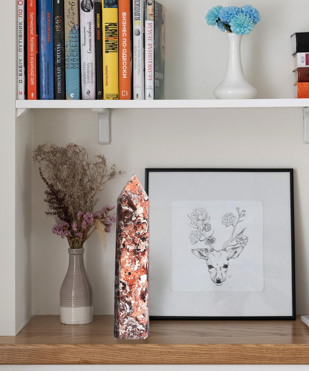 AMOYSTONE crystal pillar on altar enhances ritual ambience and meditative presence