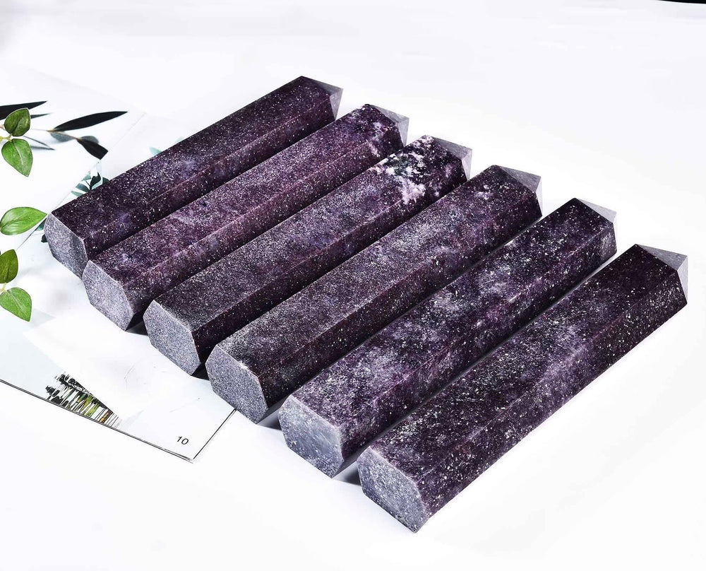 AMOYSTONE Lepidolite wand directs energy in Reiki and spiritual work.
