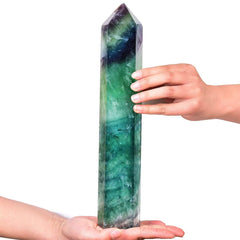 AMOYSTONE extra large fluorite point wand ideal for focused energy healing.