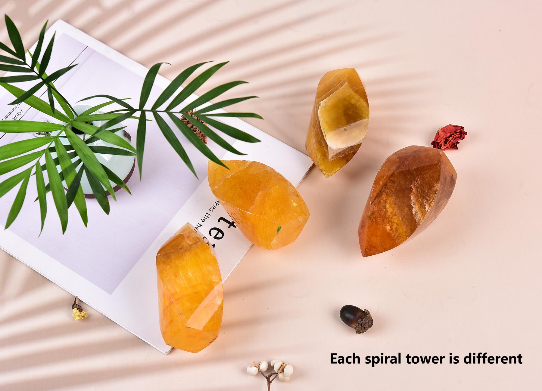 AMOYSTONE weighted fluorite tower stays stable during rituals.