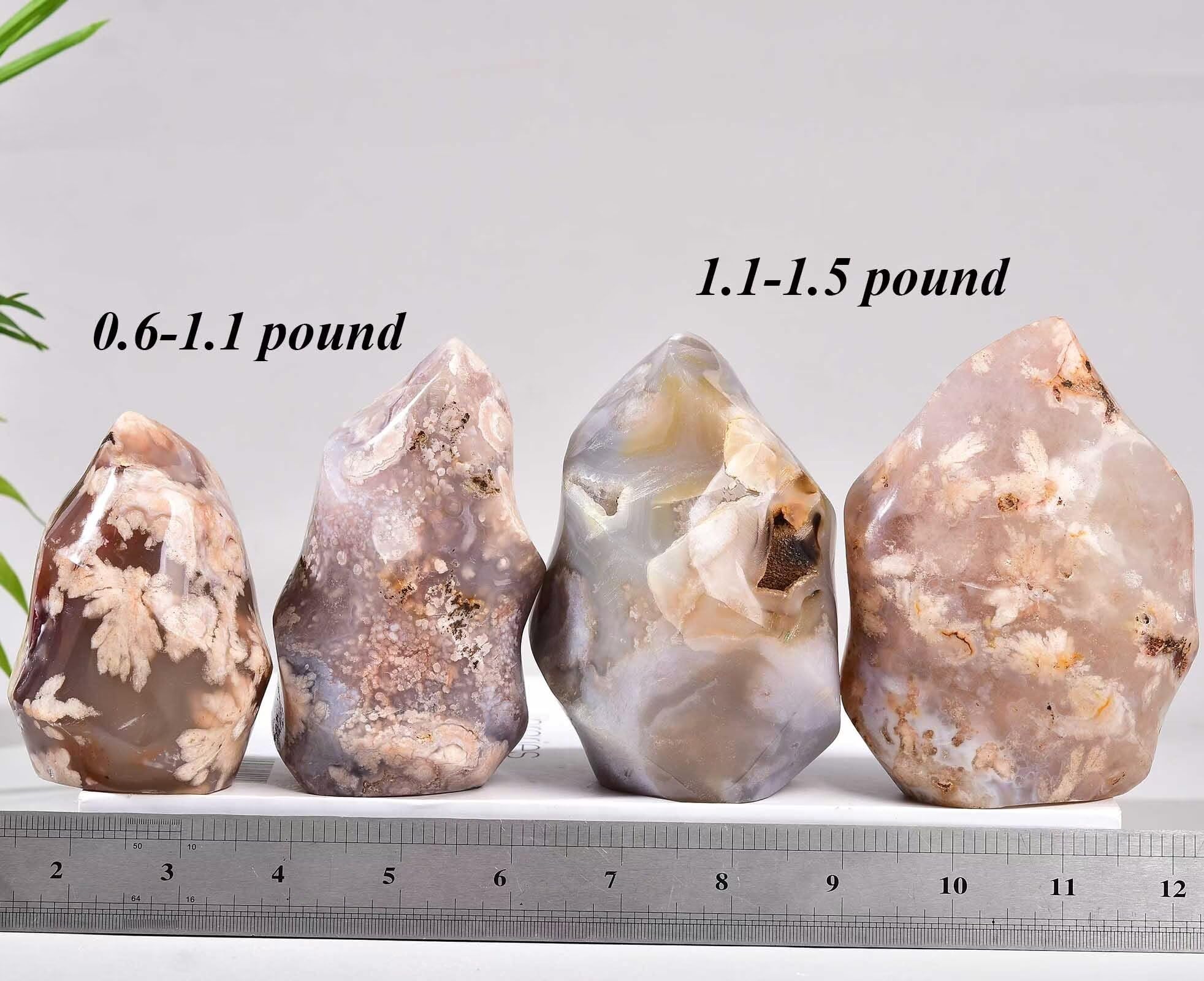AMOYSTONE Flower Agate with rose inclusions adds gentle charm to shelves.