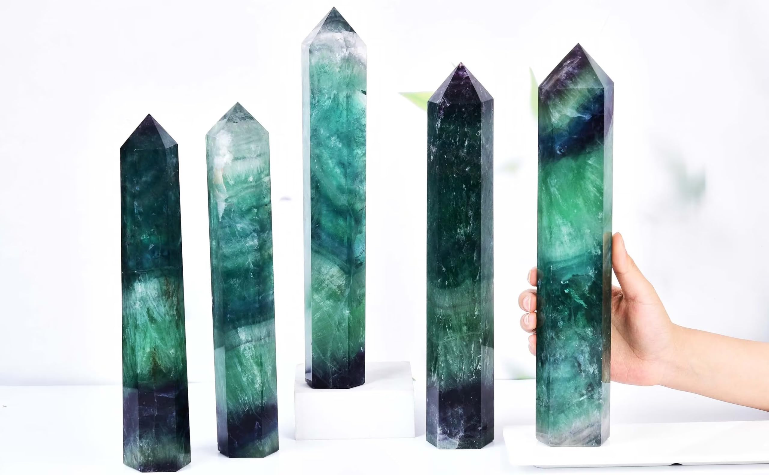 AMOYSTONE healing fluorite obelisk supports spiritual practice and positive energy.