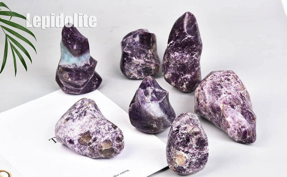 AMOYSTONE gift-worthy Lepidolite flame tower for crystal lovers
