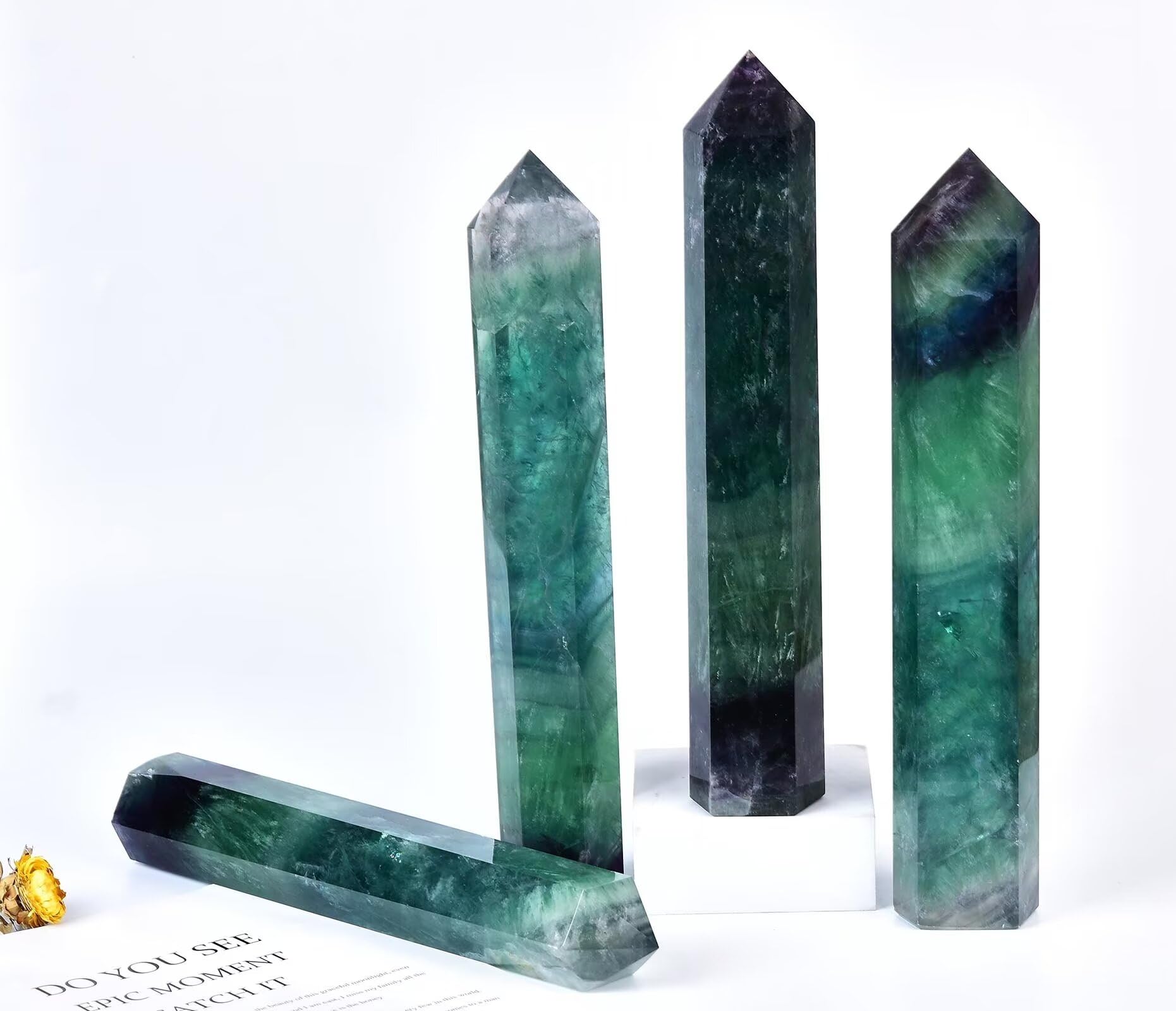 AMOYSTONE fluorite display piece makes a thoughtful gift for crystal lovers.