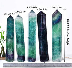 AMOYSTONE green purple fluorite tower enhances home decor and mindful ambience.