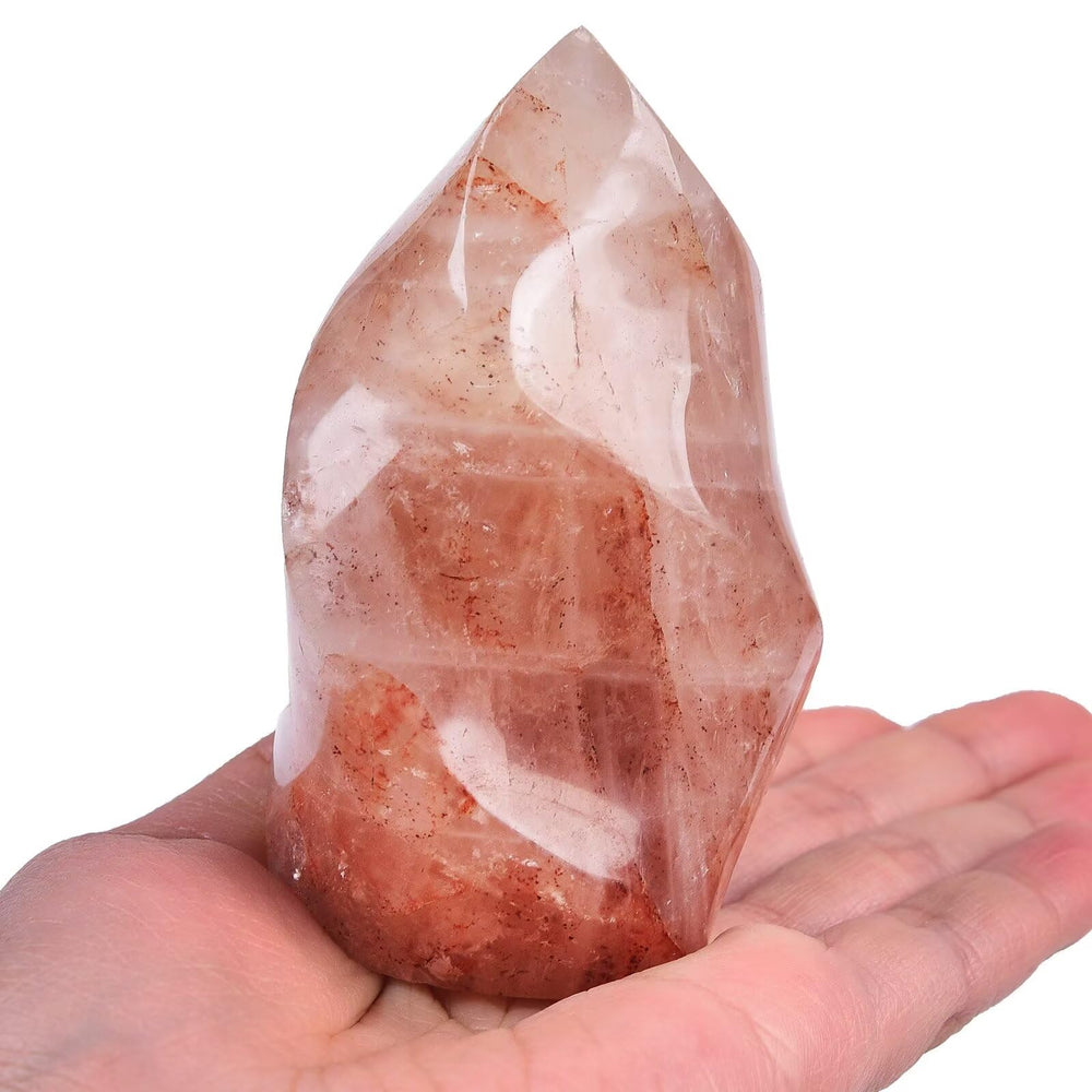 AMOYSTONE hematite-included quartz showcasing star-like patterns, ideal for meditation ambiance