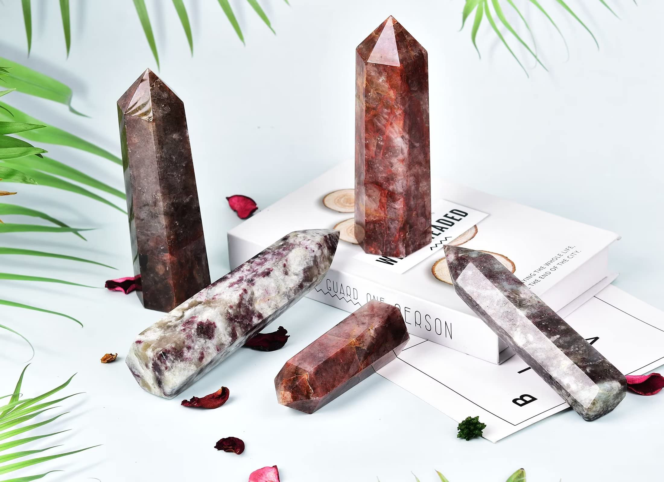 AMOYSTONE Hematoid Quartz wand gift idea for crystal lovers.