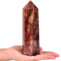 AMOYSTONE Hematoid Quartz wand termination detail showing unique star inclusions.