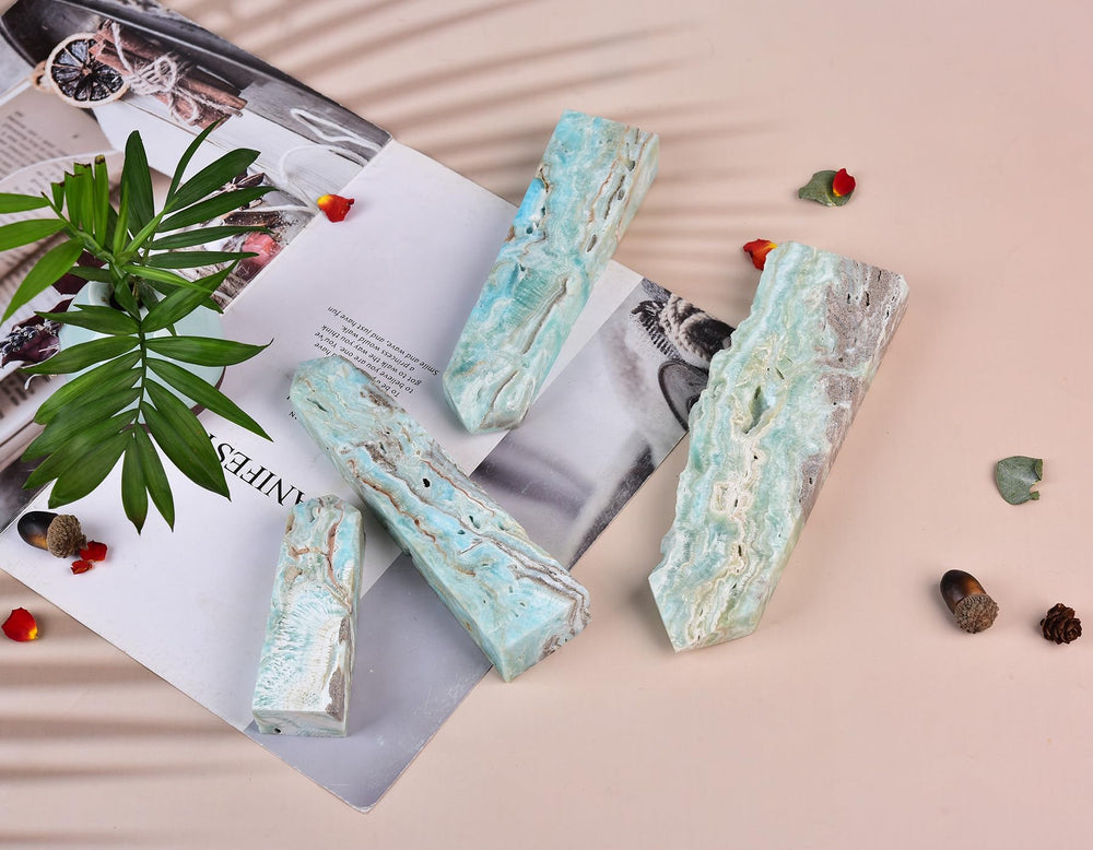 AMOYSTONE Hemimorphite crystal tower closeup showcases blue-green hues and luster
