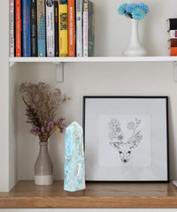 AMOYSTONE Hemimorphite wand on display adds calm to a desk or shelf