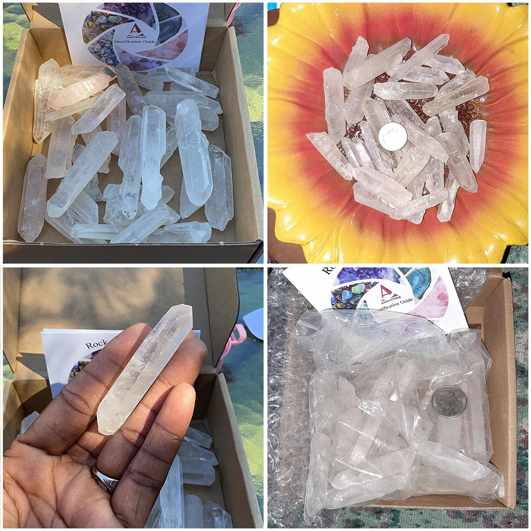AMOYSTONE home decor clear quartz points add sparkle and a sense of clarity.