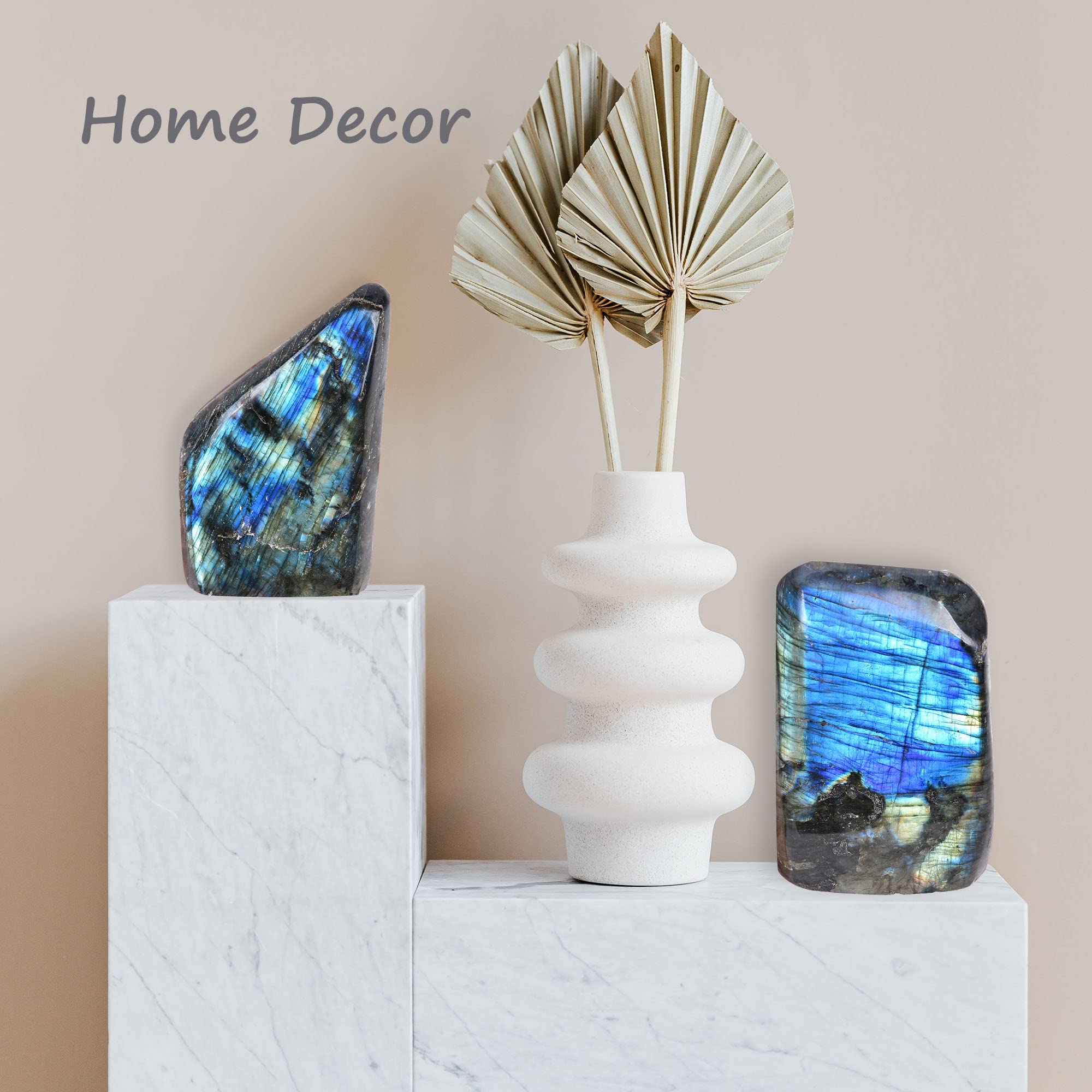 AMOYSTONE Labradorite slab held in hand feels cool and grounding