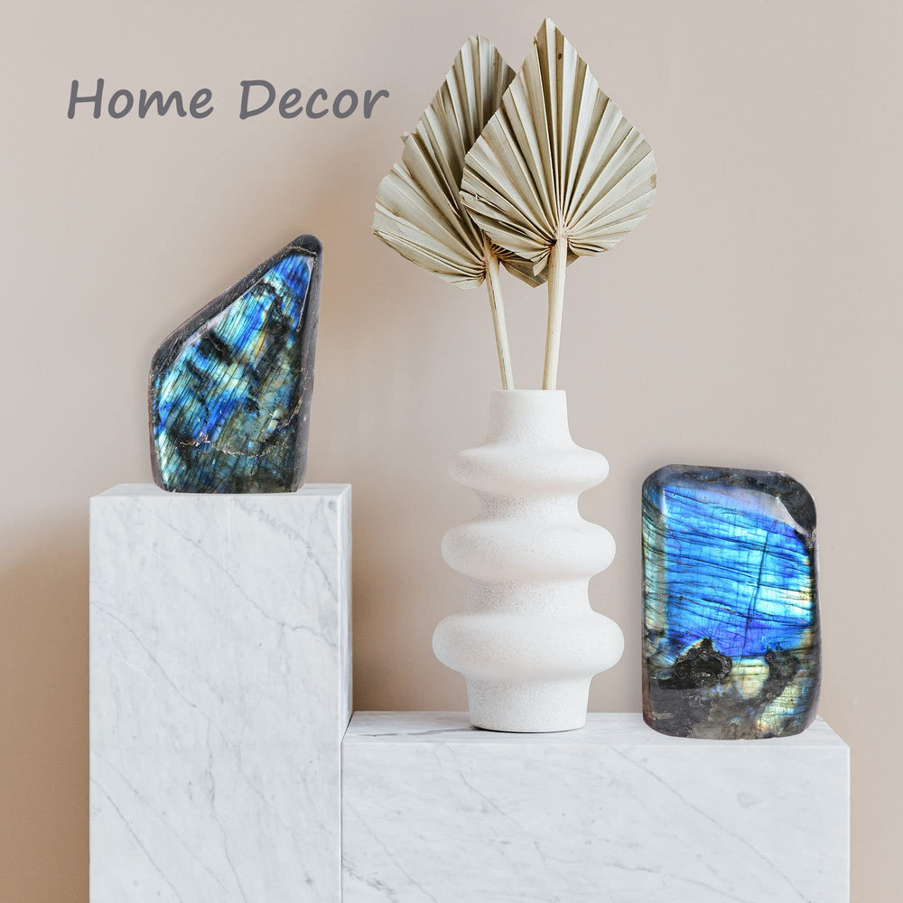 AMOYSTONE Labradorite slab held in hand feels cool and grounding