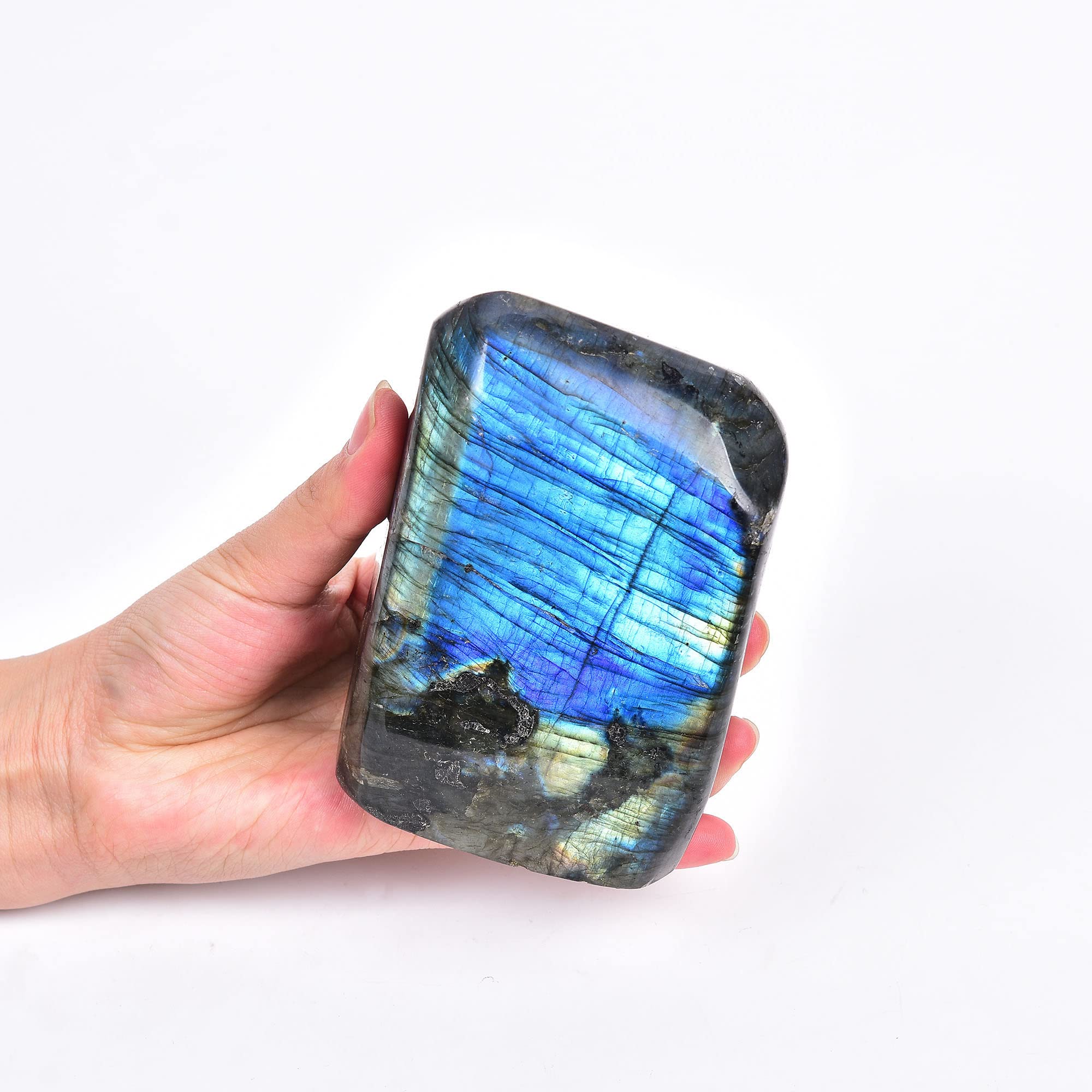 AMOYSTONE Labradorite slab polished front view shows iridescent color for decor