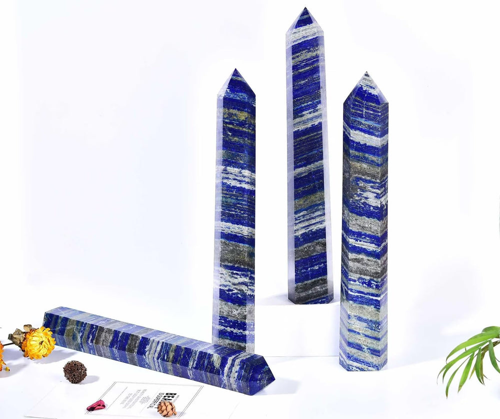 AMOYSTONE Lapis Lazuli Obelisk invites mindful breathing during meditation.