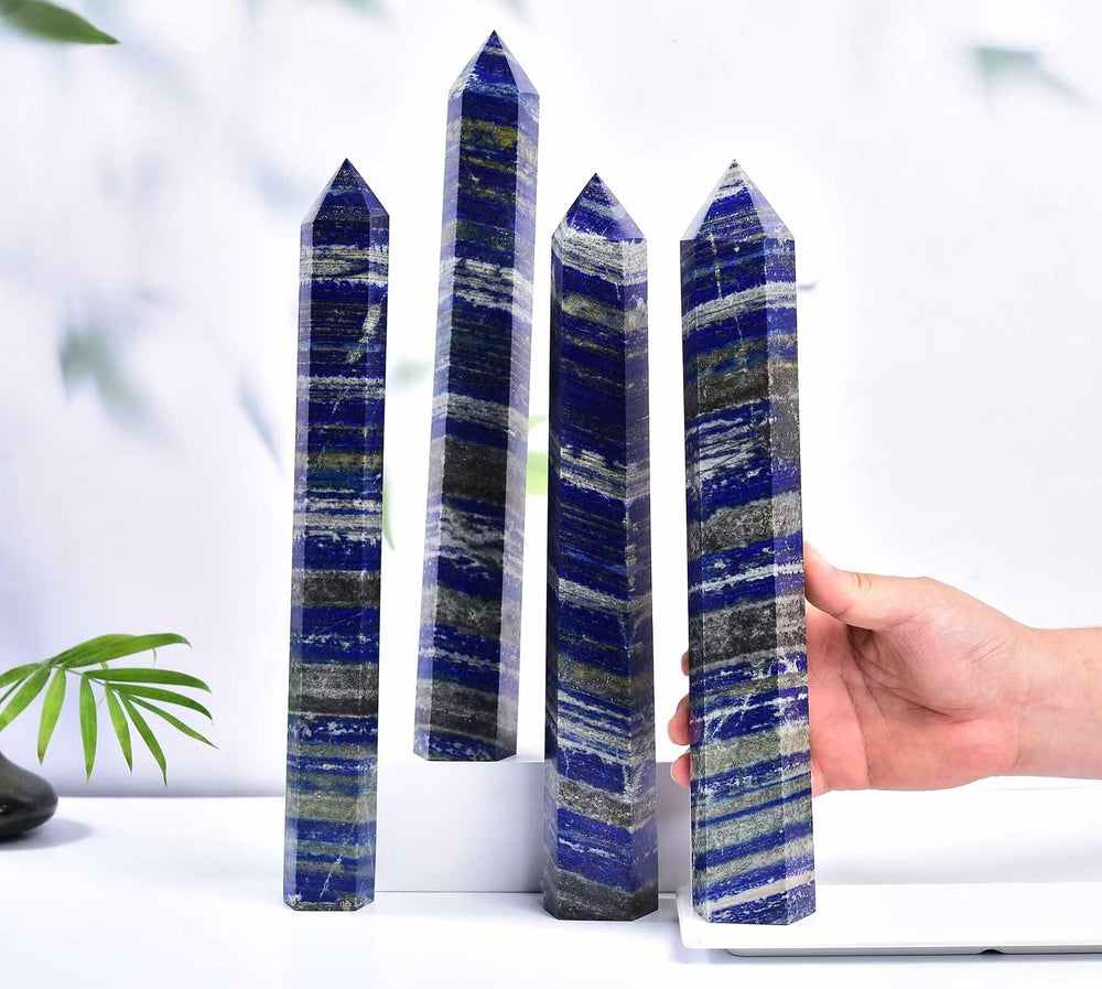 AMOYSTONE Lapis Lazuli Obelisk fits home or office decor as a meaningful display.