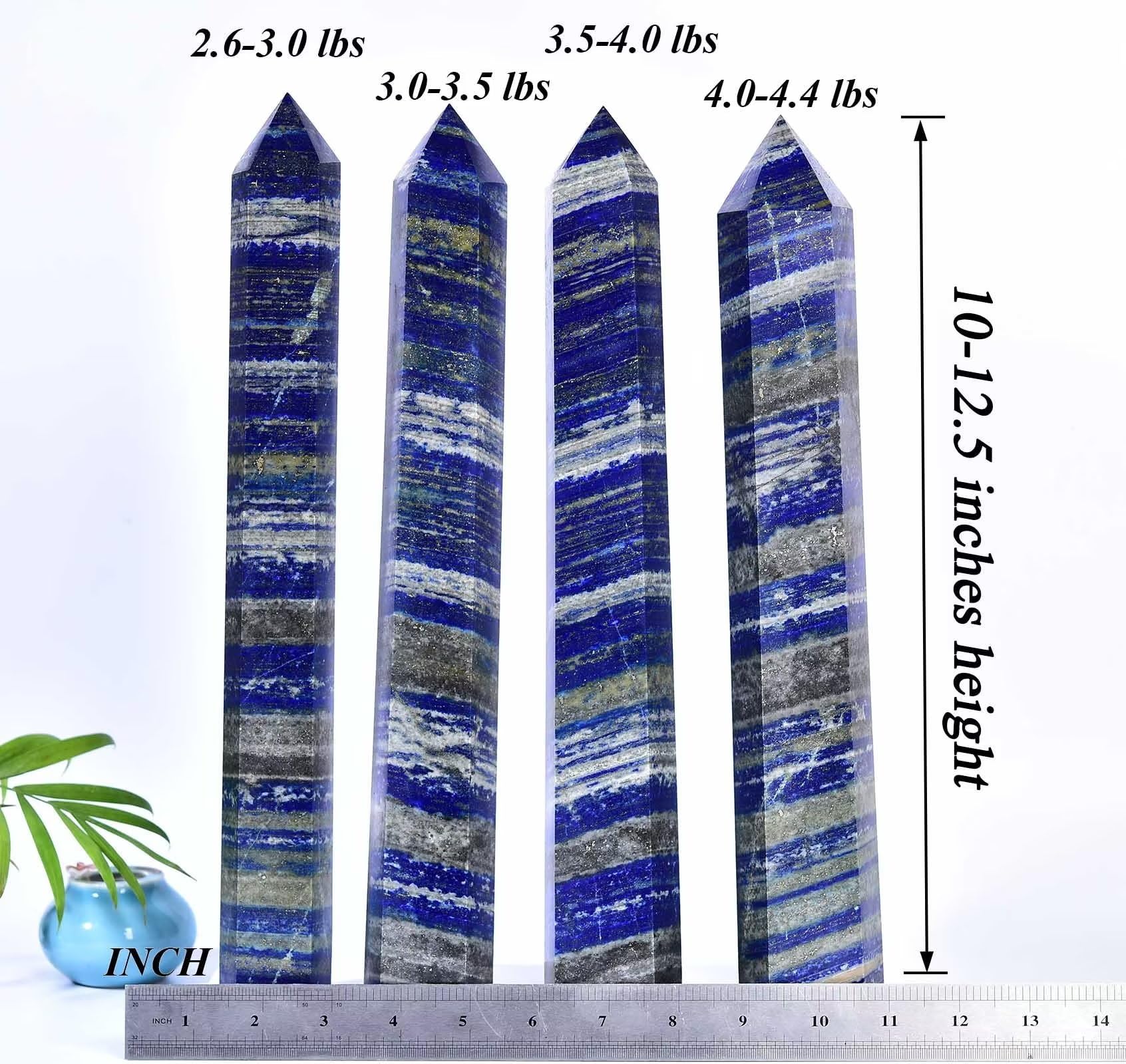 AMOYSTONE Lapis Lazuli Obelisk shown on a desk creates a calm workspace.