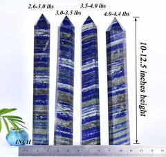 AMOYSTONE Lapis Lazuli obelisk reveals natural veining for chakra focus