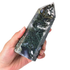 AMOYSTONE Moss Agate wand elongated point for directed energy