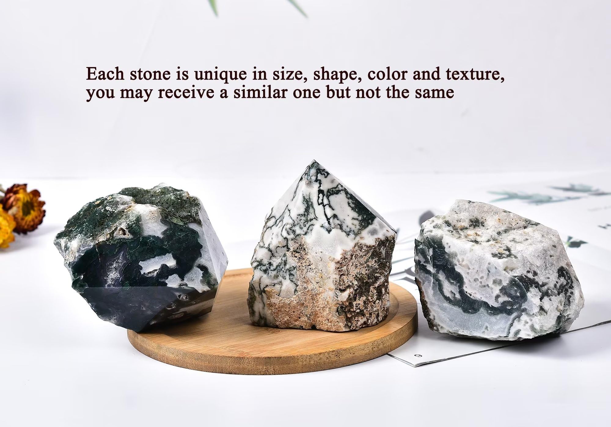 AMOYSTONE moss agate wand gift ready – thoughtful present for wellness seekers.