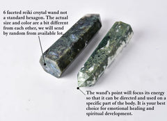 AMOYSTONE Moss Agate wand showcased in elegant home decor
