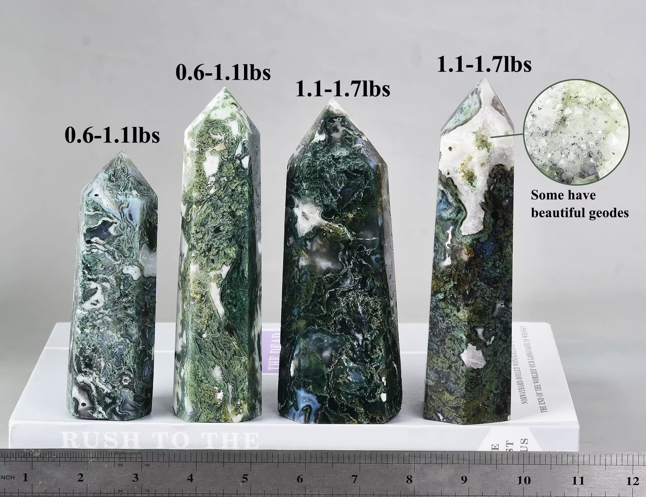 AMOYSTONE Moss Agate wand six-faceted design for precise focus