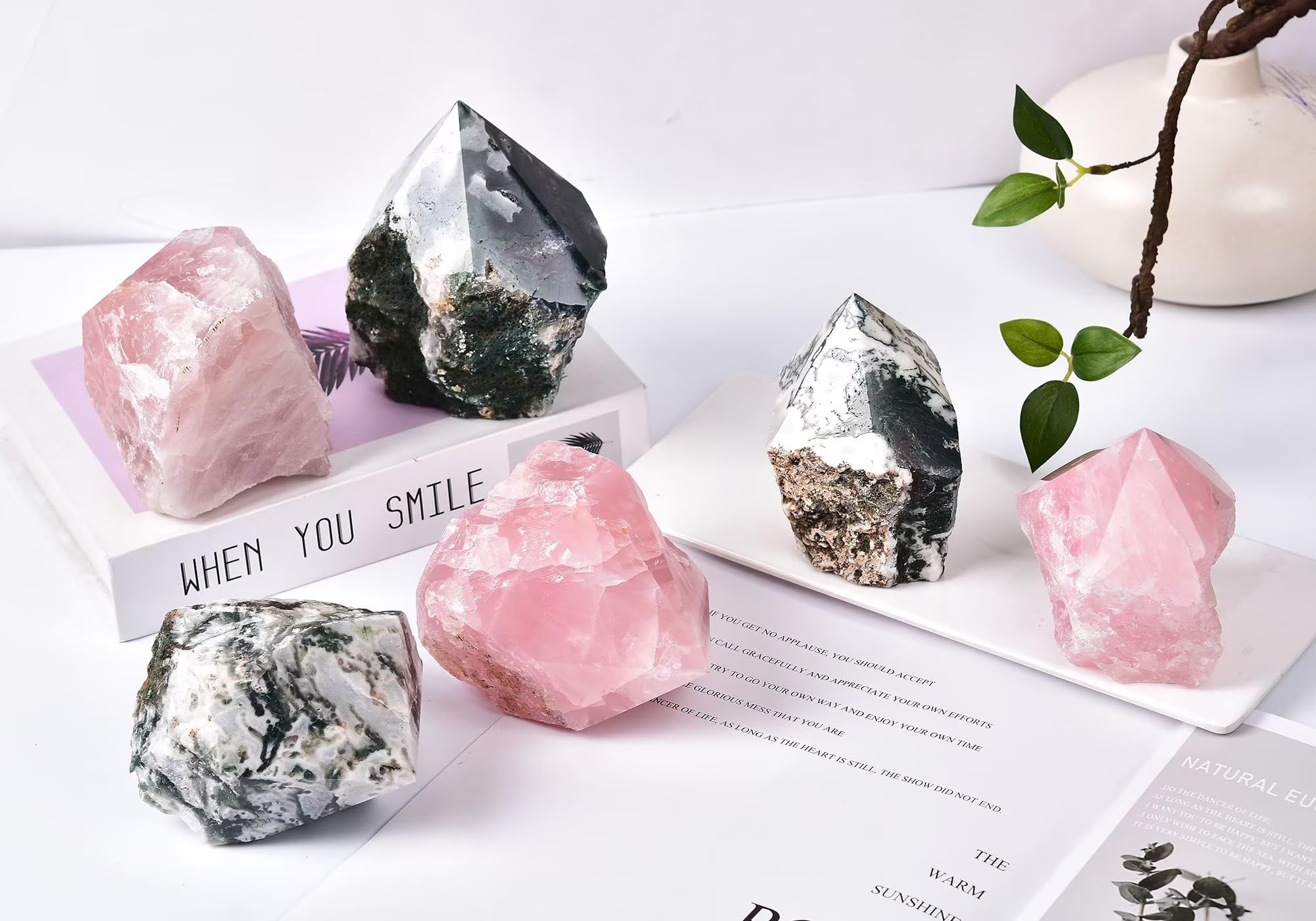 AMOYSTONE moss agate wand yoga chakra – suitable for mindful practice.