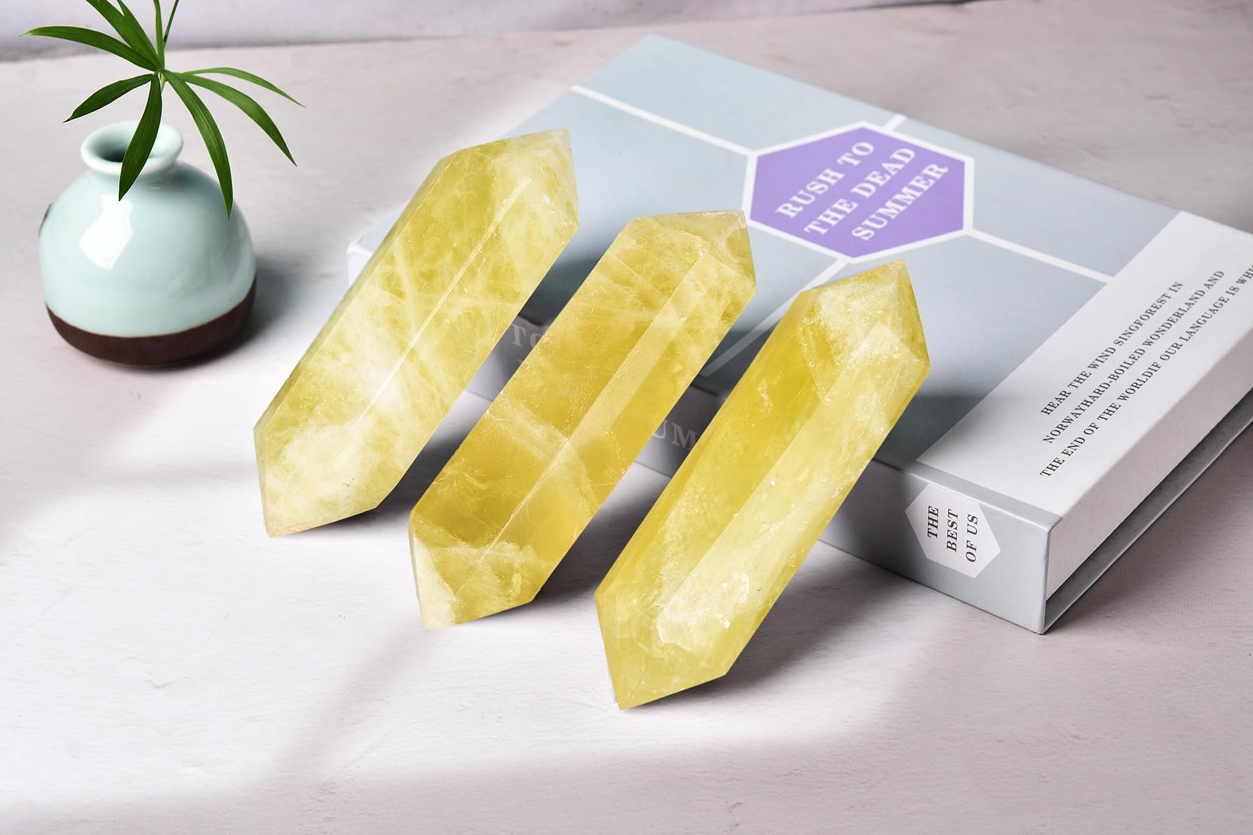 AMOYSTONE natural quartz wand as decorative gift for crystal lovers