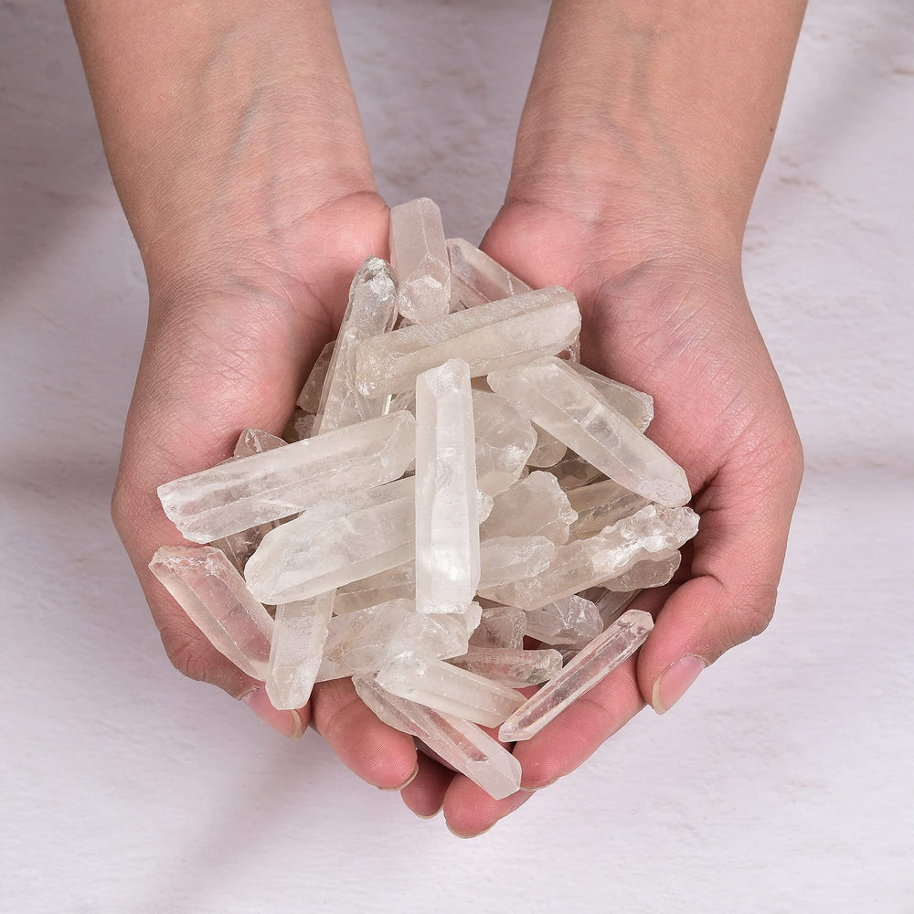 AMOYSTONE natural rough quartz points with varied sizes highlight organic beauty.