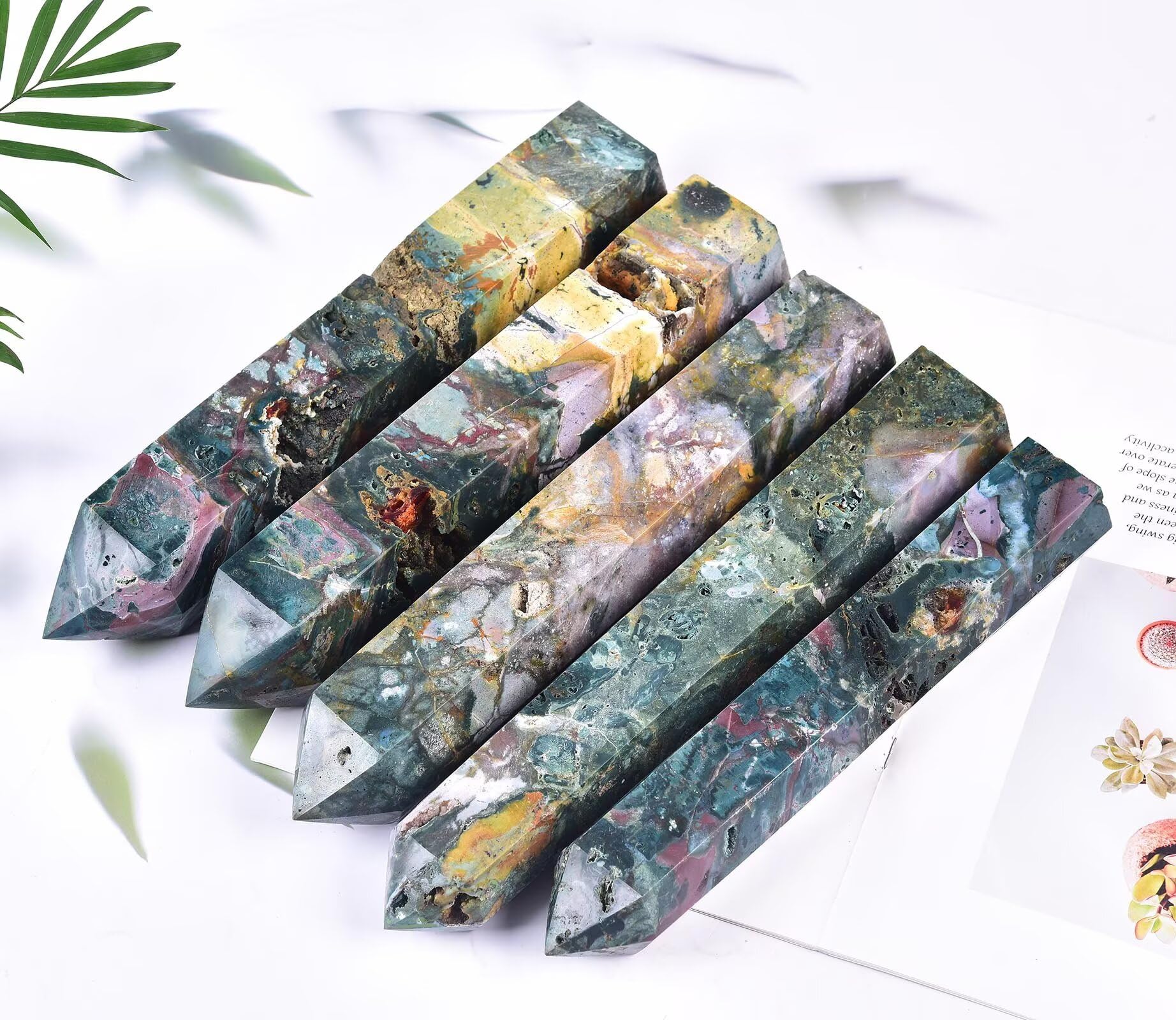 AMOYSTONE Ocean Jasper wand gift-ready crystal packaging for crystal lovers