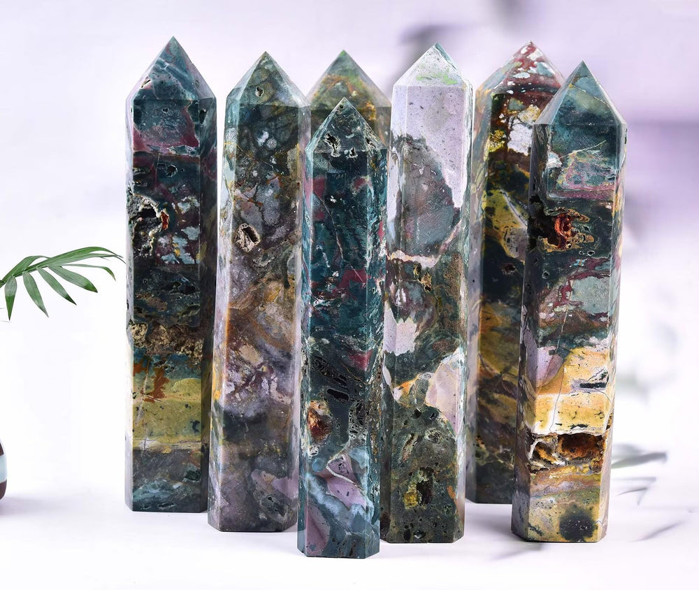 AMOYSTONE Ocean Jasper wand in home or office décor for calming atmosphere