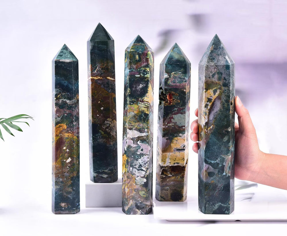 AMOYSTONE Ocean Jasper wand ideal for meditation and mindful breathing routines