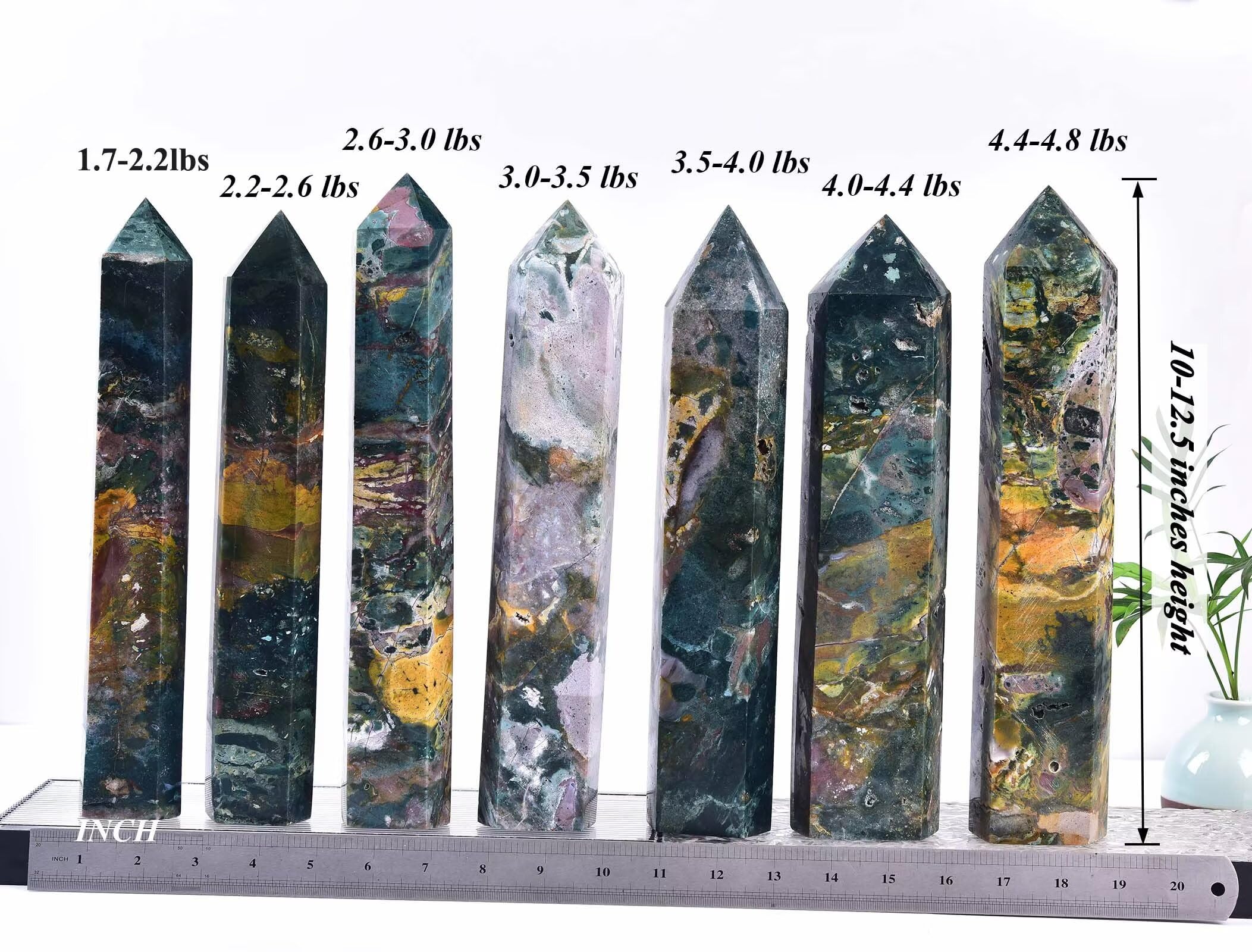AMOYSTONE Ocean Jasper wand rainbow color varieties for serene practice ambiance