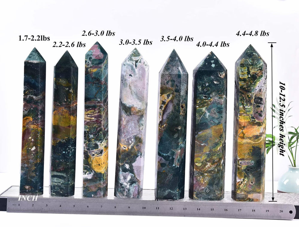 AMOYSTONE Ocean Jasper wand rainbow color varieties for serene practice ambiance