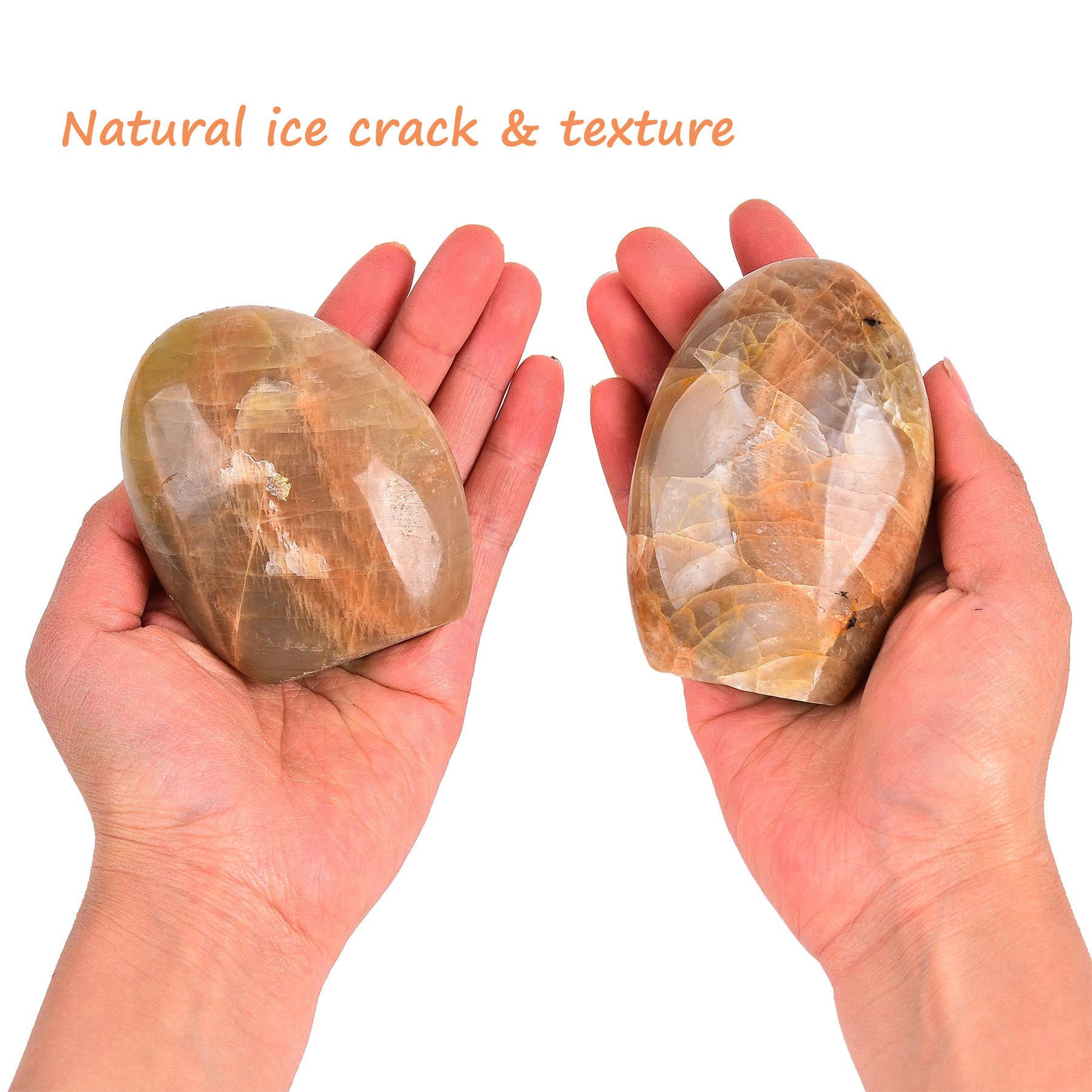 AMOYSTONE Orange Moonstone closeup highlights unique natural markings for collectors.