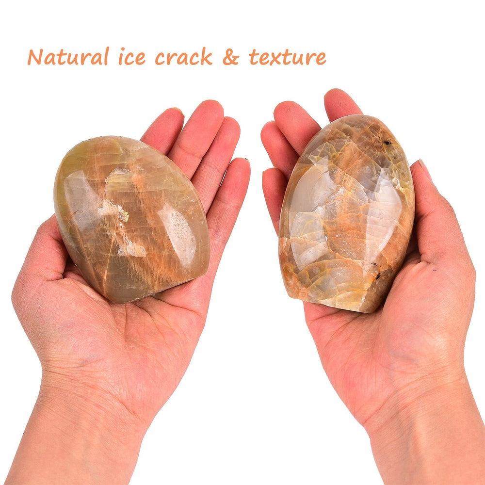 AMOYSTONE Orange Moonstone closeup highlights unique natural markings for collectors.