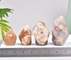 AMOYSTONE Cherry Blossom Agate pink flower inclusions brighten shelves and spaces.
