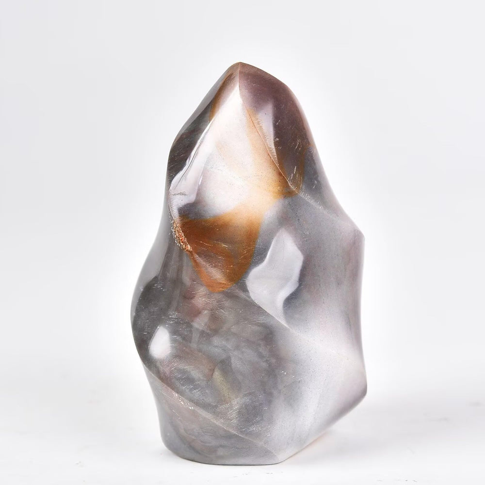 AMOYSTONE Polychrome Jasper Flame Tower desk display supports calming ambience during work.