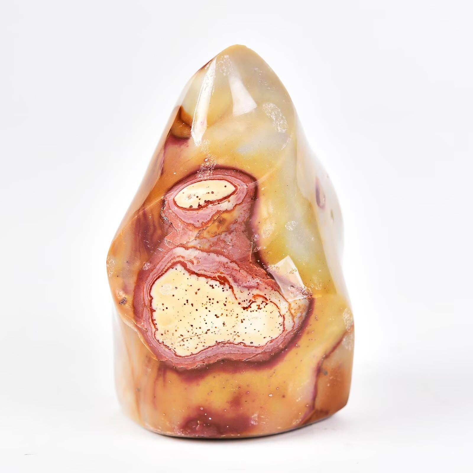 AMOYSTONE polychrome jasper flame tower on desk enhances workspace energy
