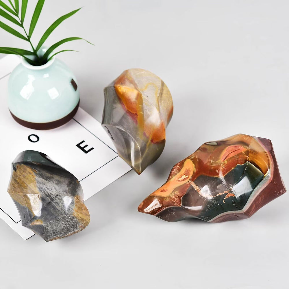 AMOYSTONE polychrome jasper flame tower adds natural charm to living room