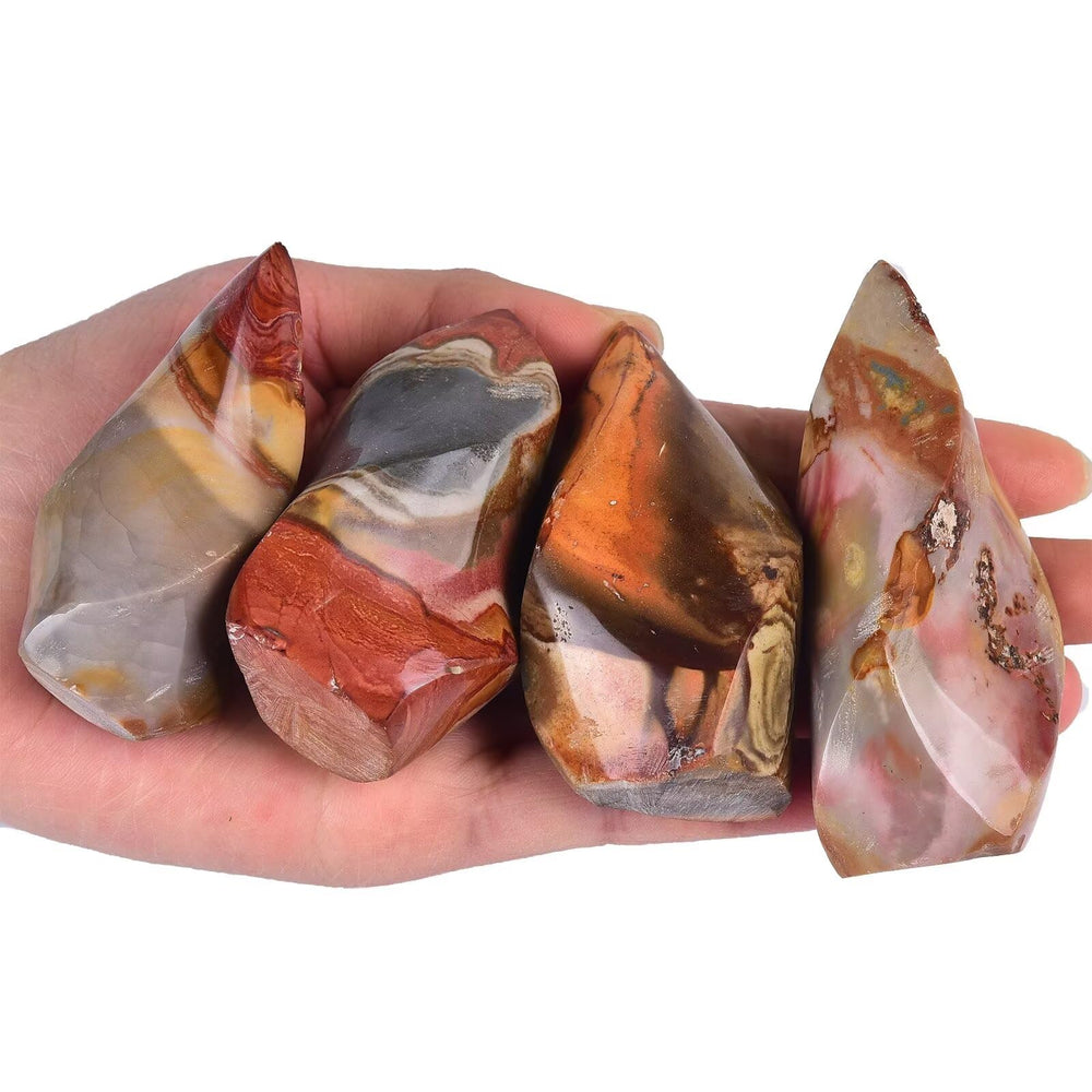 AMOYSTONE polychrome jasper flame tower stack displays vibrant colors for decor