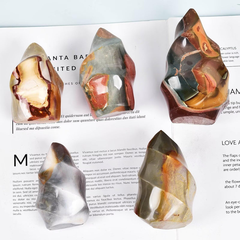 AMOYSTONE polychrome jasper flame tower suits yoga corner ambience