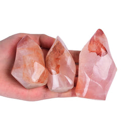 AMOYSTONE Red Hematoid Flame Tower closeup reveals hematite inclusions for vibrant detail