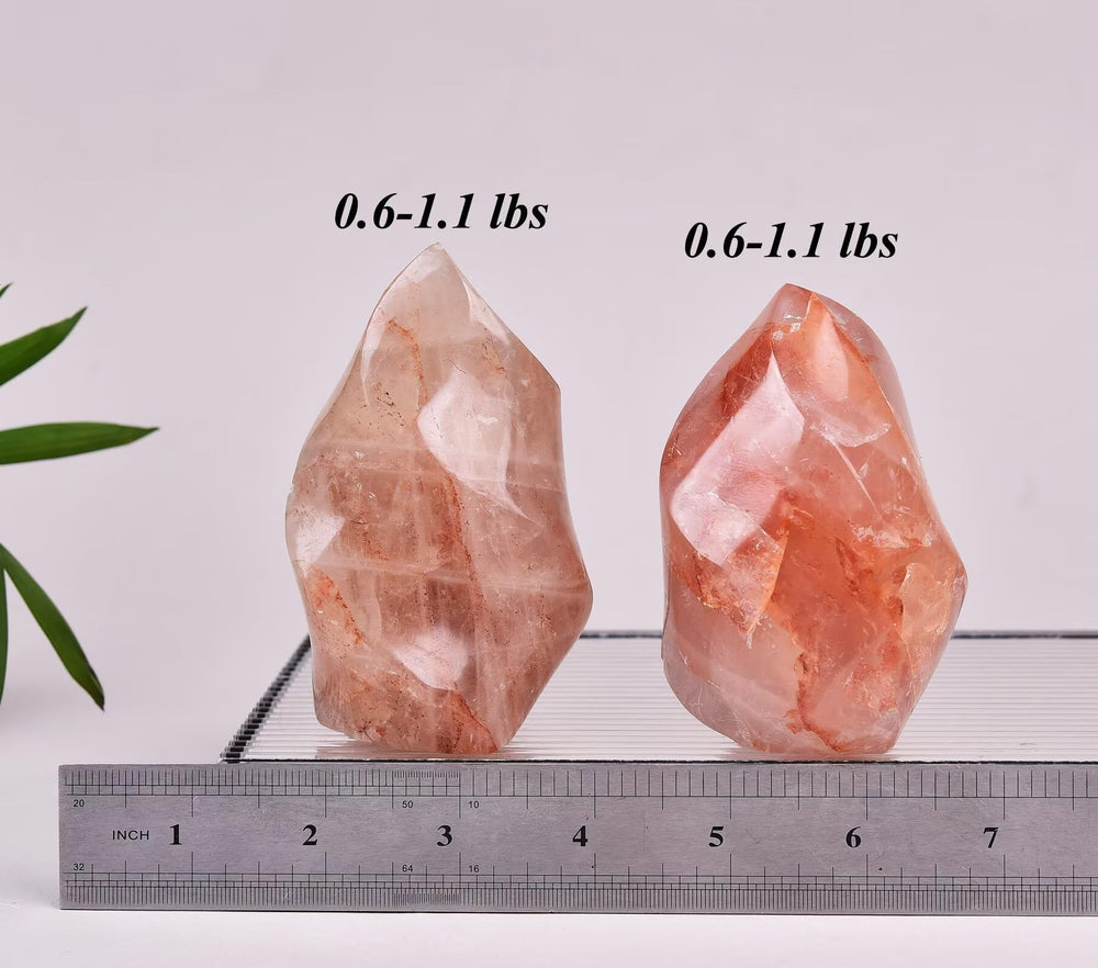 AMOYSTONE Red Hematoid Flame Tower desk display centers attention during work