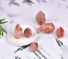 AMOYSTONE Red Hematoid Flame Tower meditation setup supports calm concentration