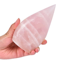 AMOYSTONE Rose Quartz drop wand shown in soft pink hues for meditation and emotional balance