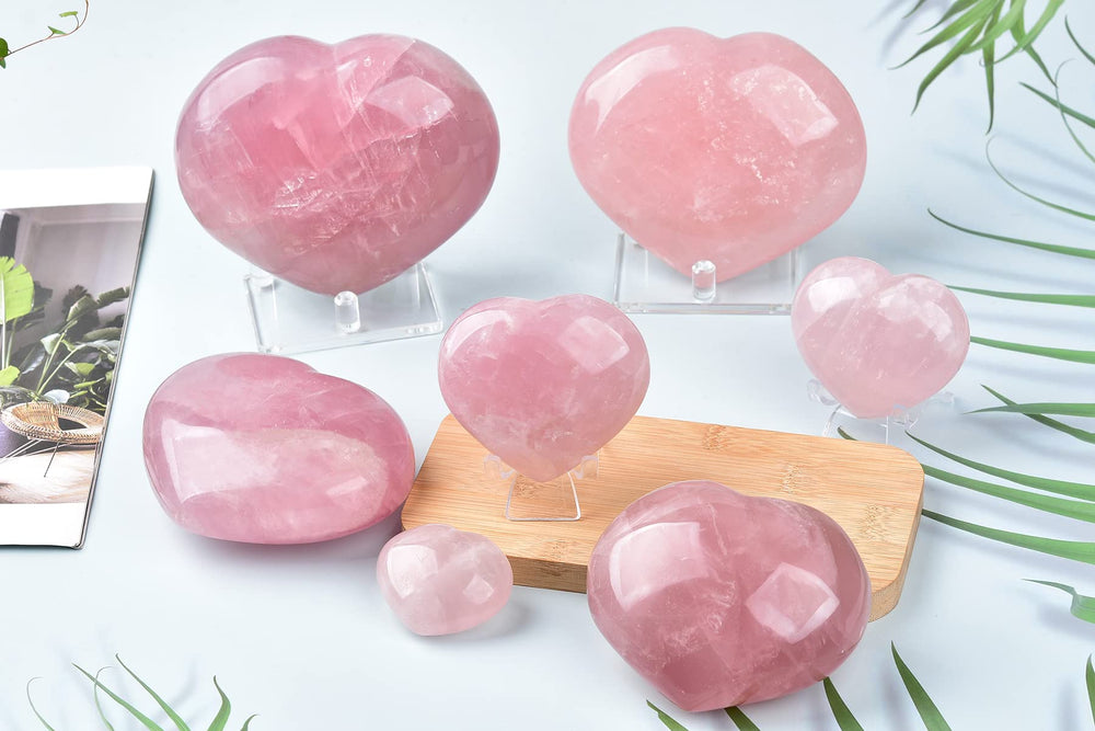 AMOYSTONE Rose Quartz Heart enhances home decor and mindfulness